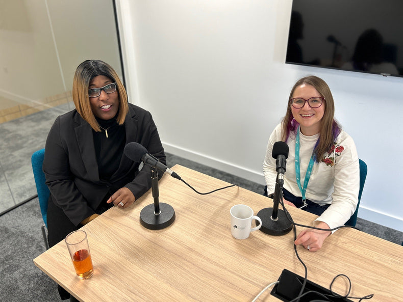 Zoe Bennett recording the CEO Stories podcast